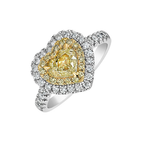 Prsten s bílými a žlutými diamanty Sun Love