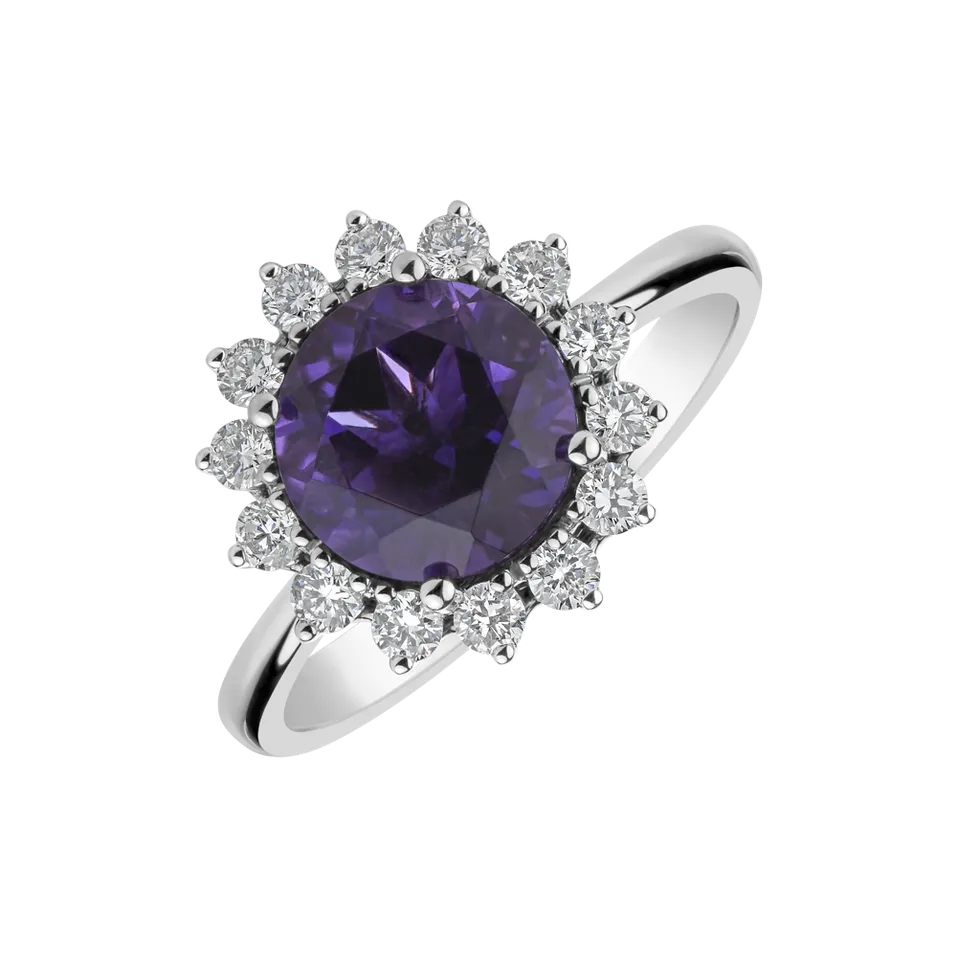 Prsten s ametystem a diamanty Sun Impression