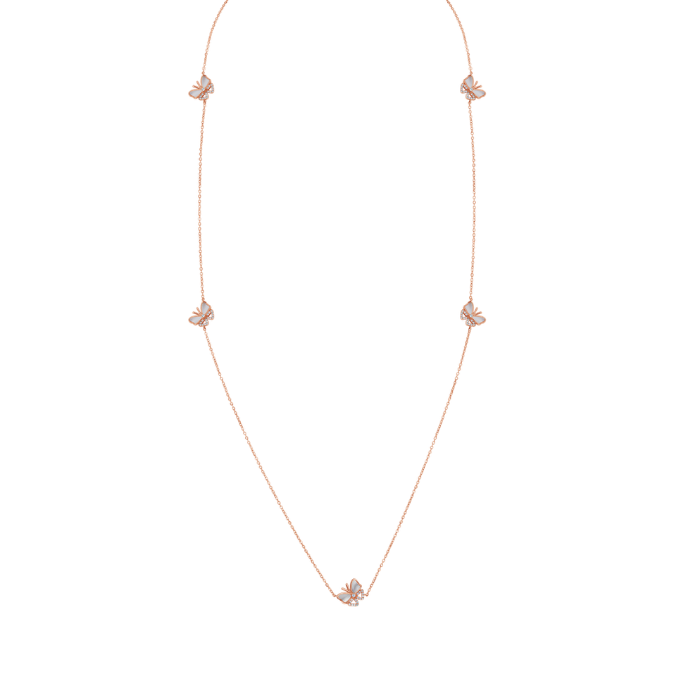 Náhrdelník s diamanty a perletěmi Butterfly Twist