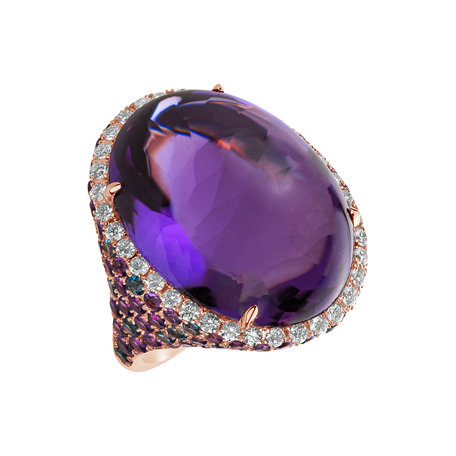 Prsten s ametystem, diamanty a topazy Inferno Symphony