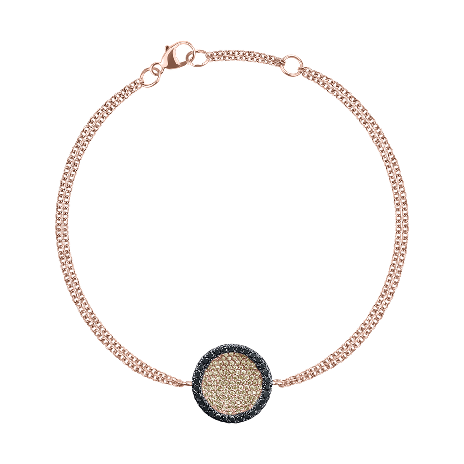 Náramek s bílými, hnědými a černými diamanty Dreamy Planet