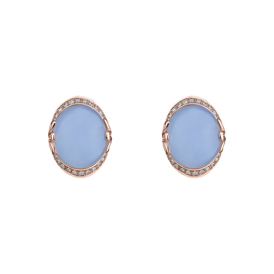 Náušnice s chalcedonem a diamanty Mystique