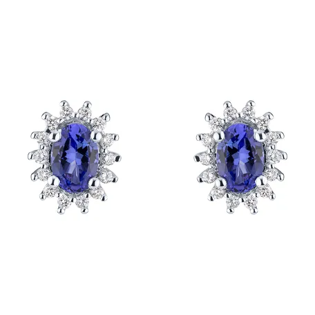 Náušnice s tanzanitem a diamanty Princess Sparkle