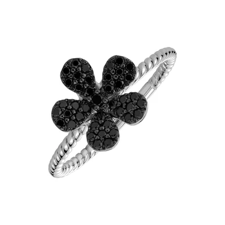 Prsten s černými diamanty Sun Daisy