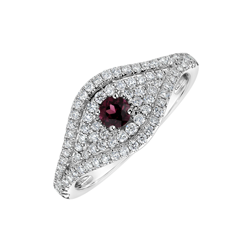 Prsten s rhodolitem a diamanty Bright Vision