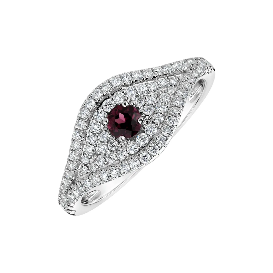 Prsten s rhodolitem a diamanty Bright Vision