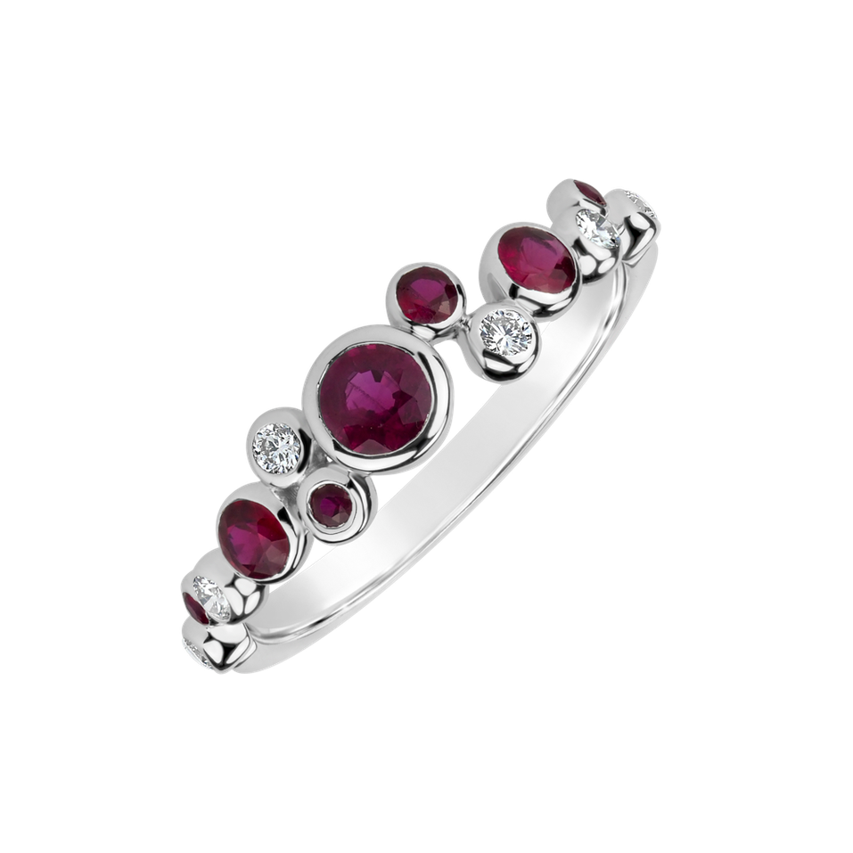 Prsten s diamanty a rubíny Space Joy