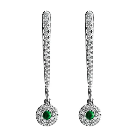 Náušnice se smaragdem a diamanty Sparkling Exclamation