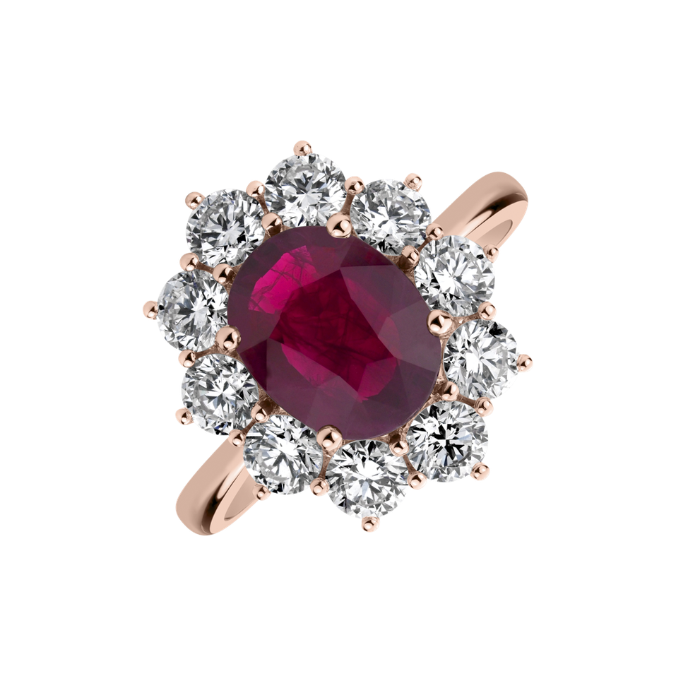 Prsten s rubínem a diamanty Princess Joy