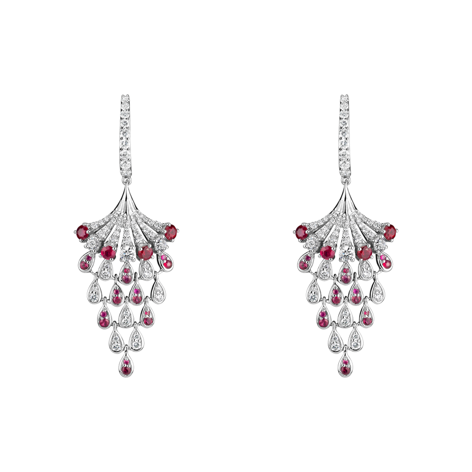 Náušnice s diamanty a rubíny Royal Mesh