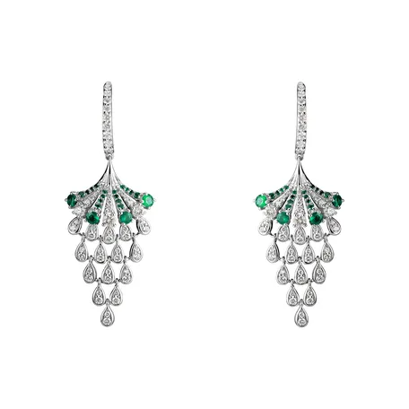 Náušnice s diamanty a smaragdy Royal Mesh