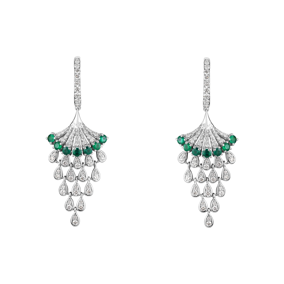 Náušnice s diamanty a smaragdy Royal Mesh