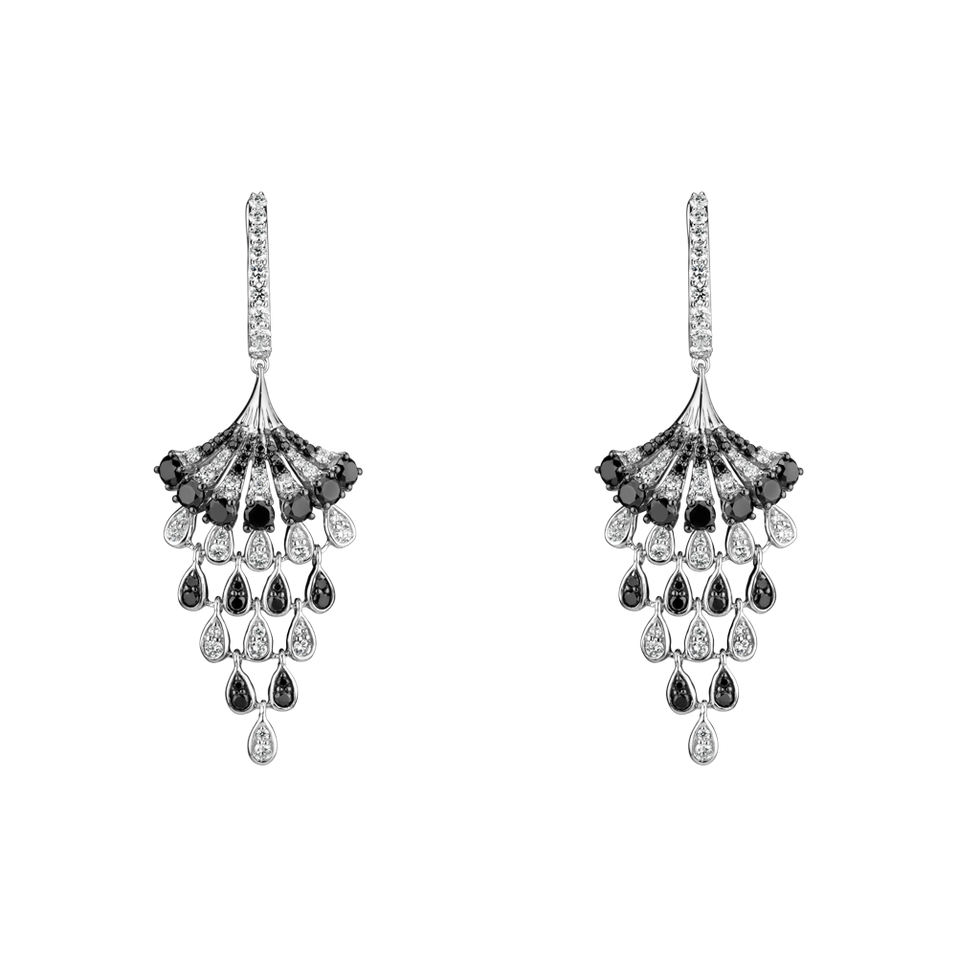 Náušnice s černými a bílými diamanty Royal Mesh