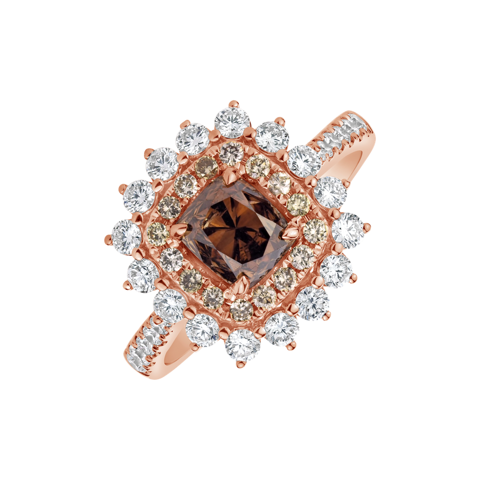 Prsten s hnědým diamantem a bílými diamanty Ulisses