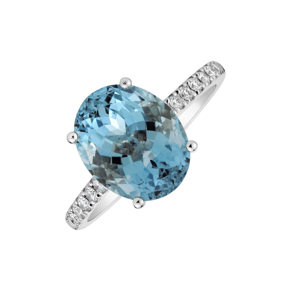 Prsten s akvamarínem a diamanty Luxury Embrace