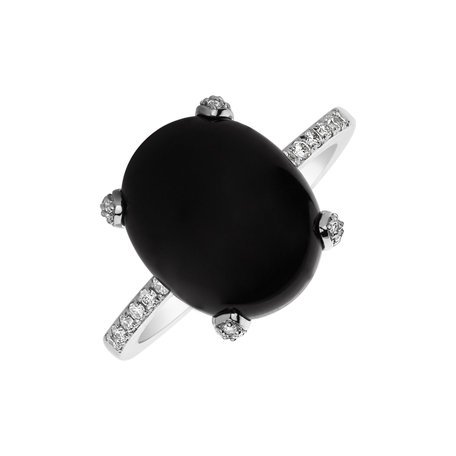 Prsten s onyxem a diamanty Niche