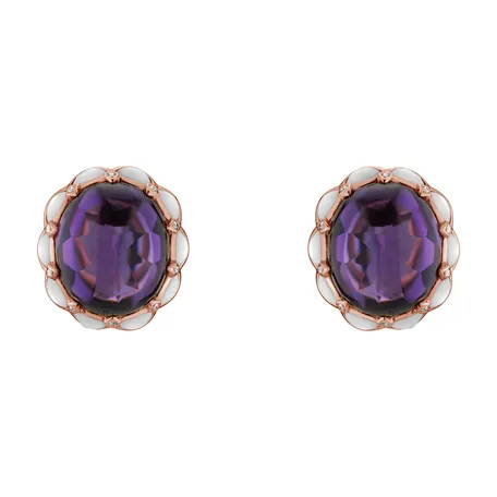 Náušnice s ametystem, diamanty a perletí Primavera Gift