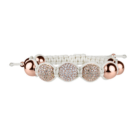 Náramek s bílými a hnědými diamanty Shamballa