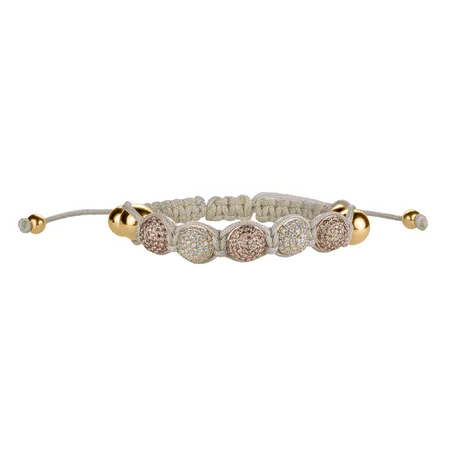 Náramek s bílými a hnědými diamanty Shamballa