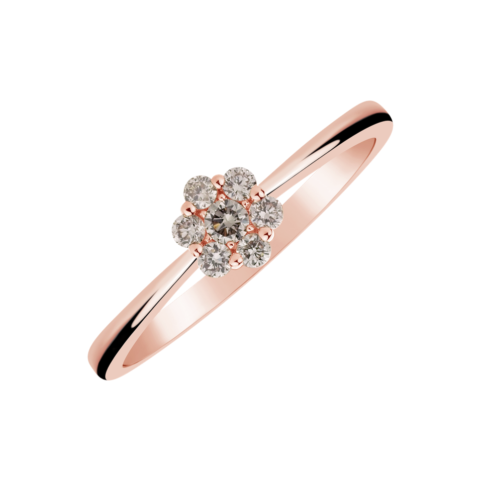 Prsten s hnědými diamanty Delicate Bloom