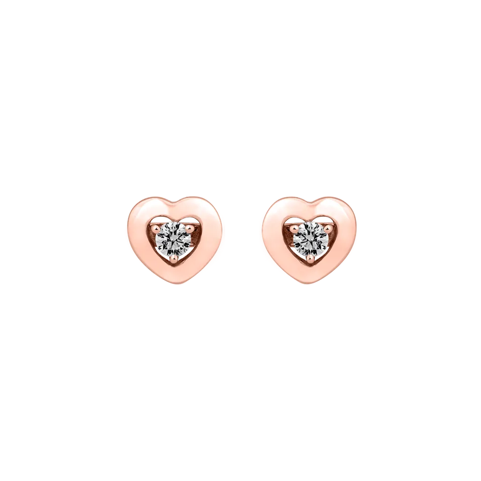 Náušnice s diamantem Delicate Hearts