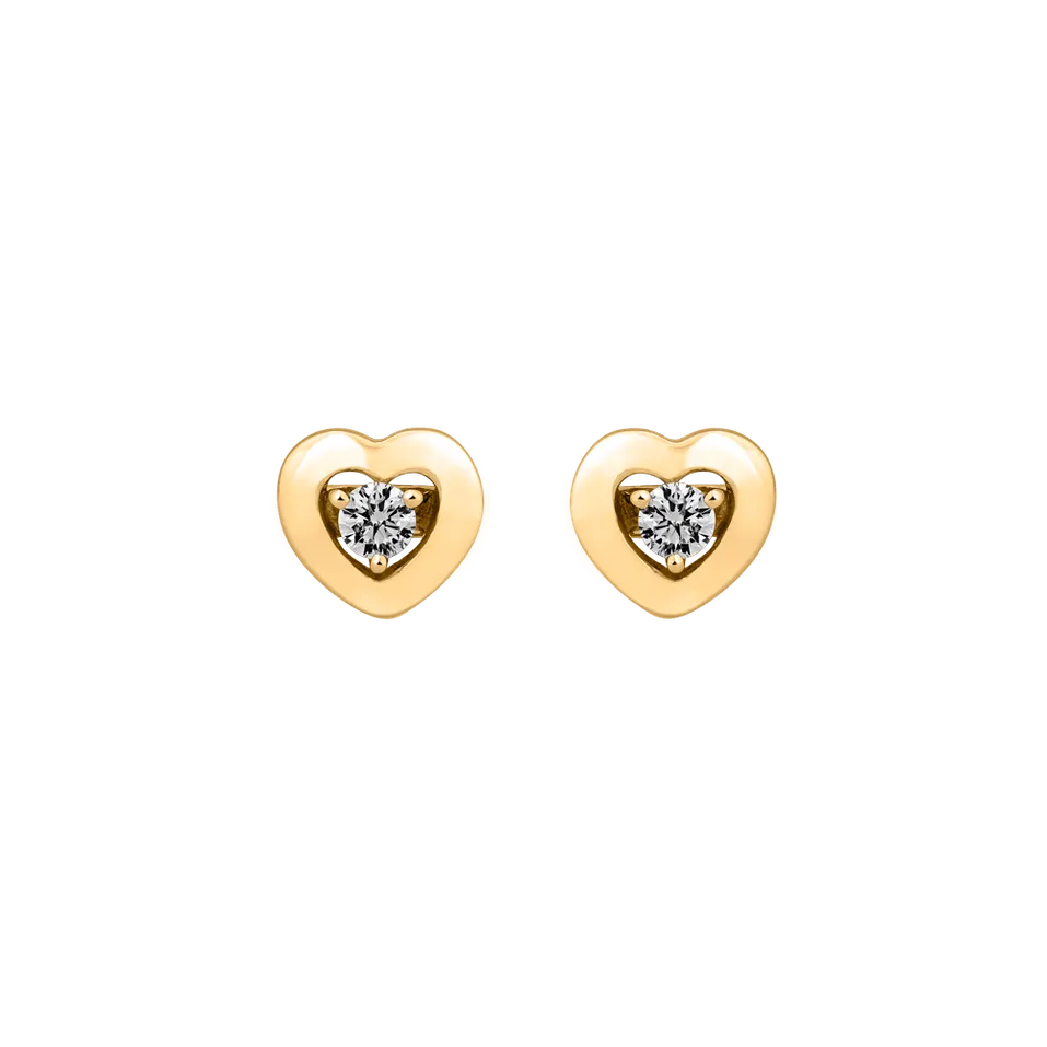 Náušnice s diamantem Delicate Hearts