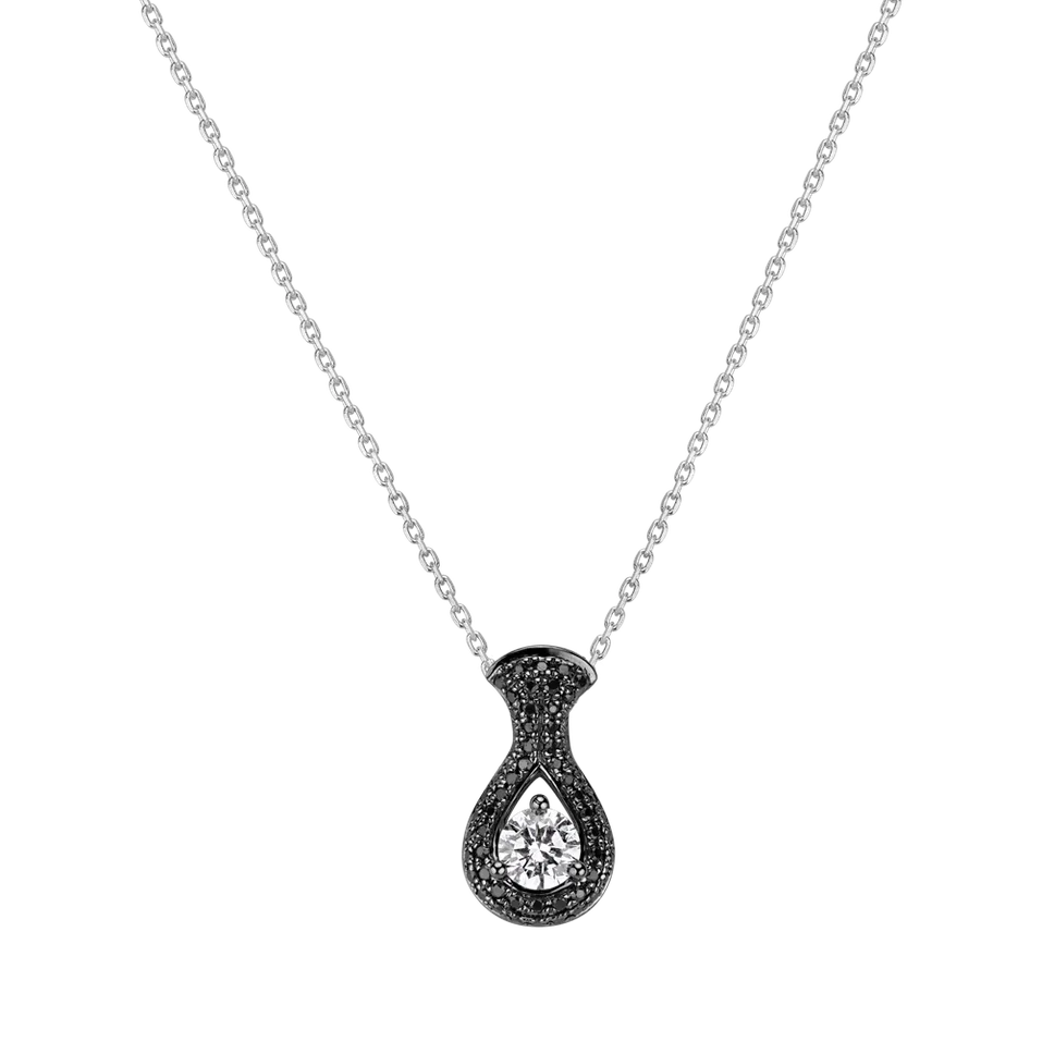 Přívěs s černými a bílými diamanty Glittering Drop