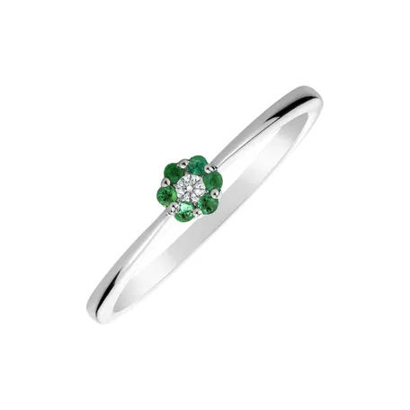 Prsten s diamantem a smaragdy Shiny Flower