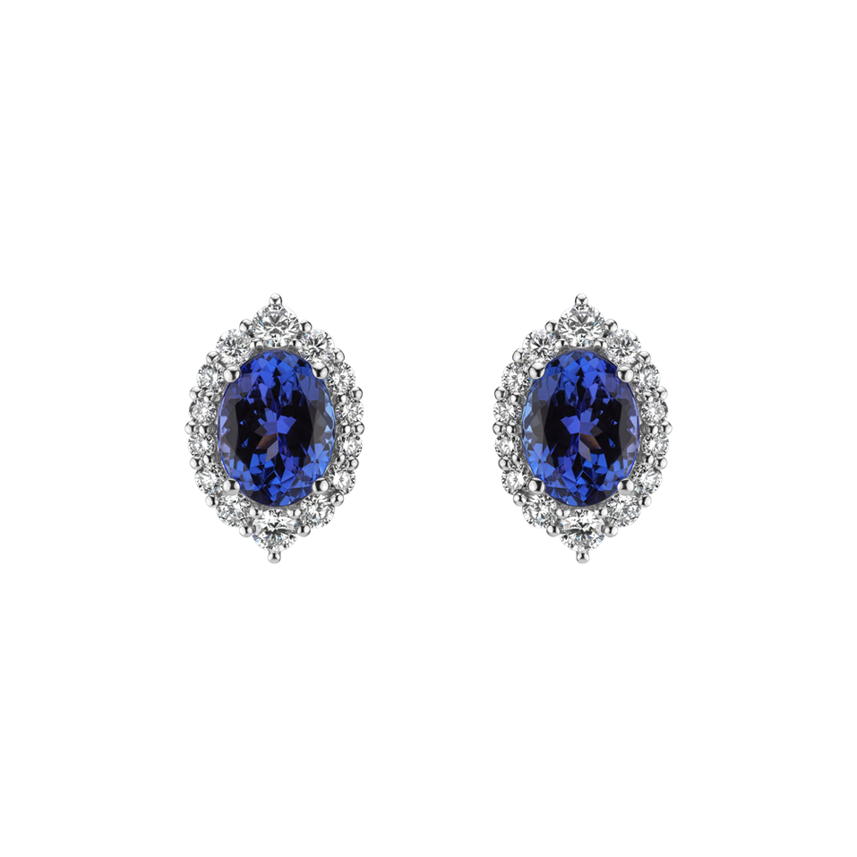 Náušnice s tanzanitem a diamanty Tanzania Treasure