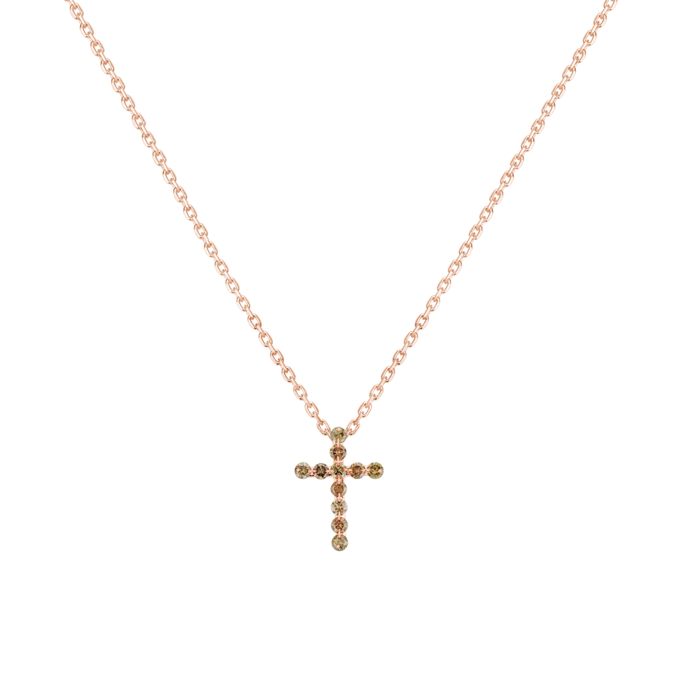 Přívěs s hnědými diamanty Luxury Cross