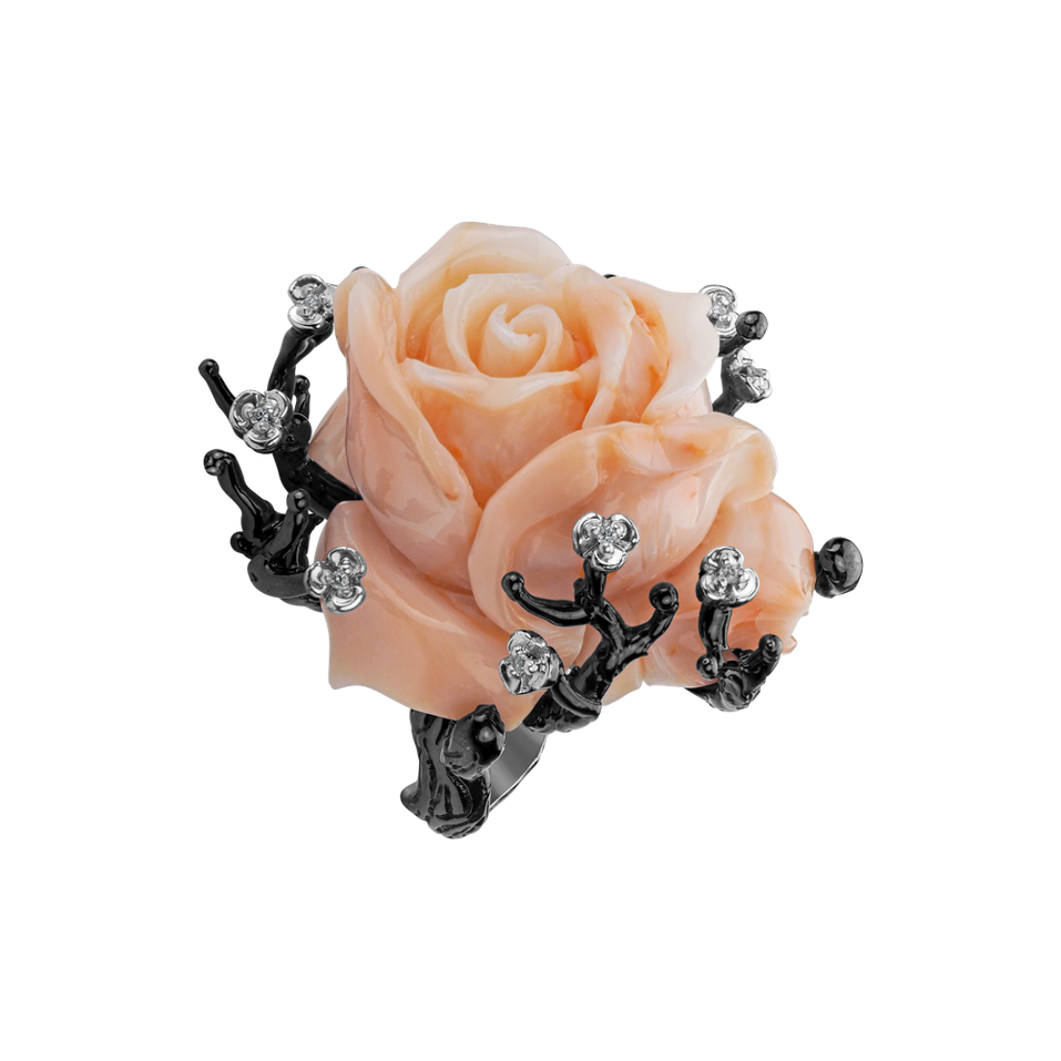 Prsten s korálem diamanty Branches