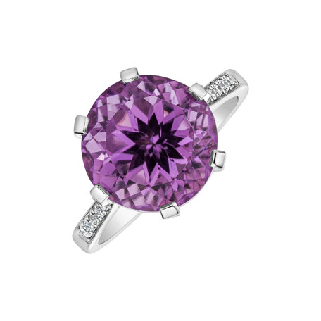Prsten s kunzitem a diamanty Buddy