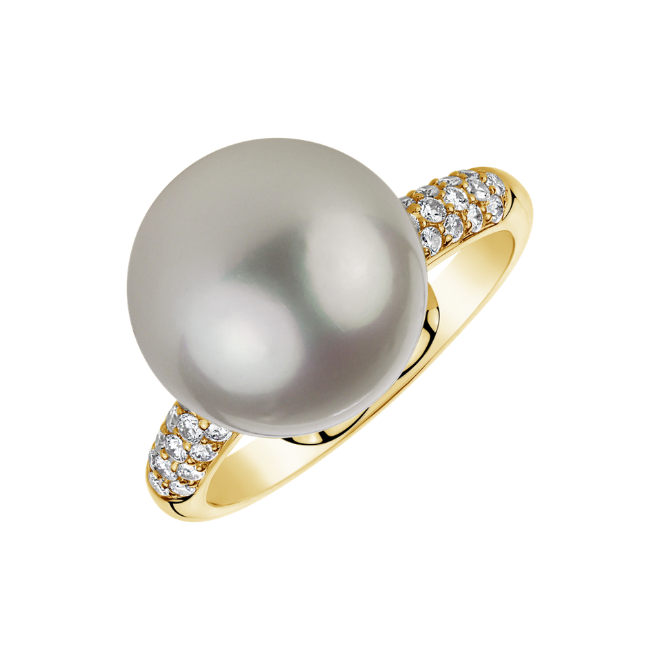 Prsten s perlou a diamanty Shiny Bubble