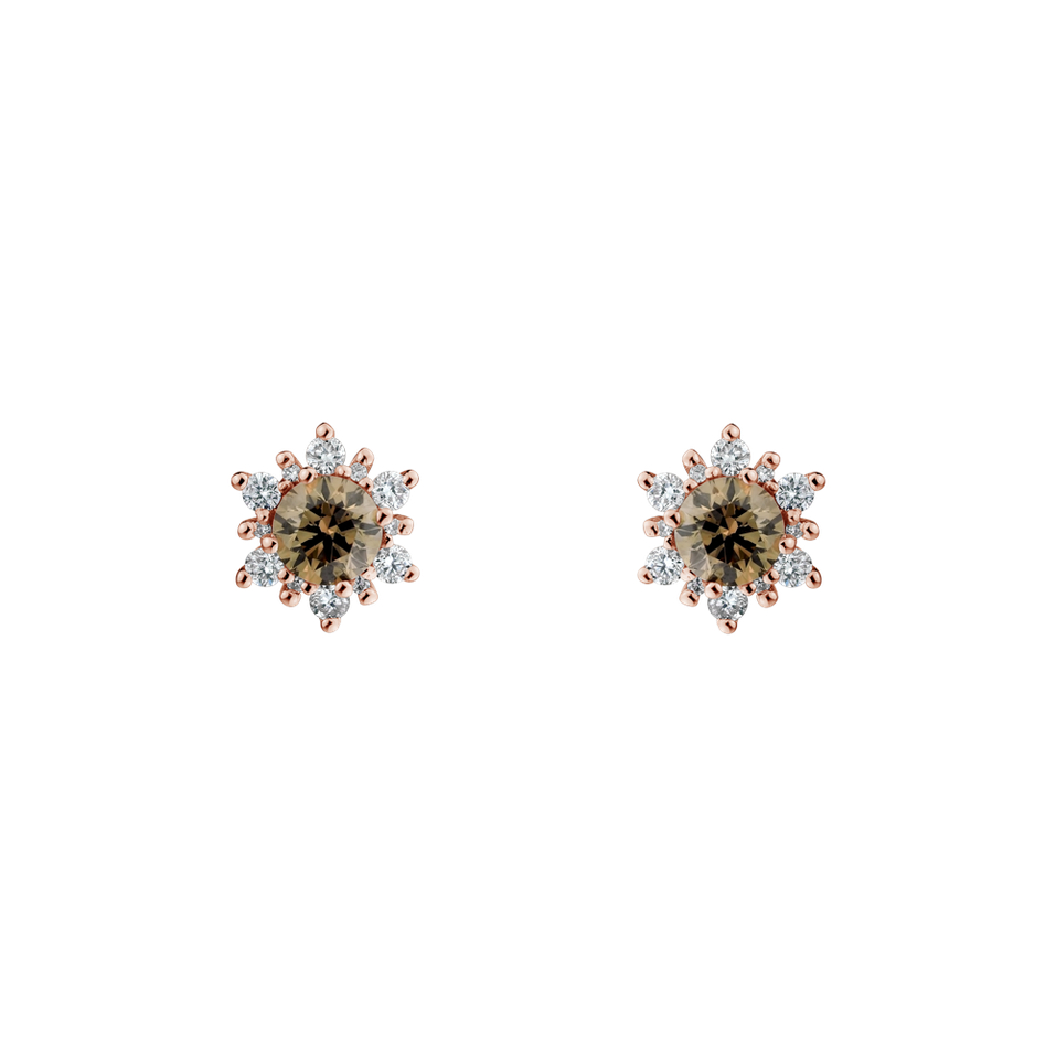 Náušnice s bílými a hnědými diamanty Snow Star