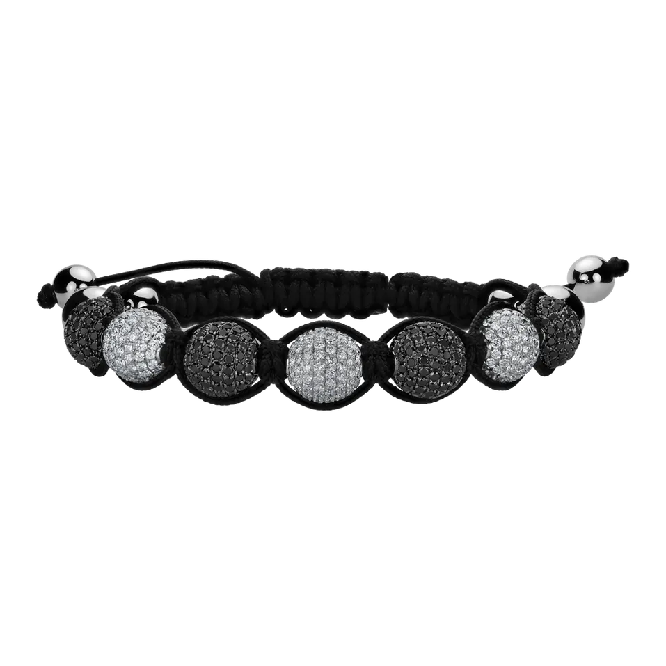 Náramek s černými a bílými diamanty Midnight Marbles