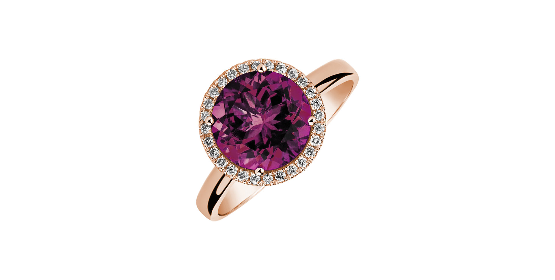 Prsten s rhodolitem a diamanty Violette