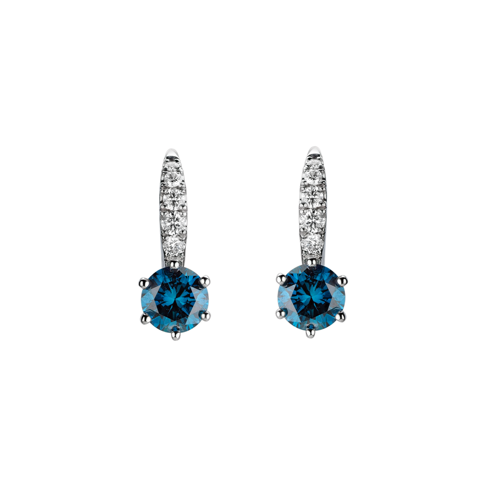 Náušnice s modrým diamantem a bílými diamanty Essential Glow