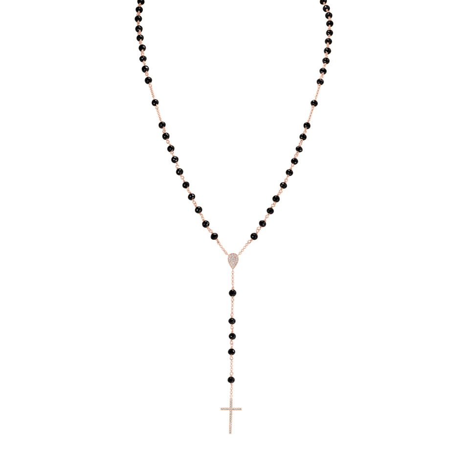 Náhrdelník s černými diamanty Elegant Cross