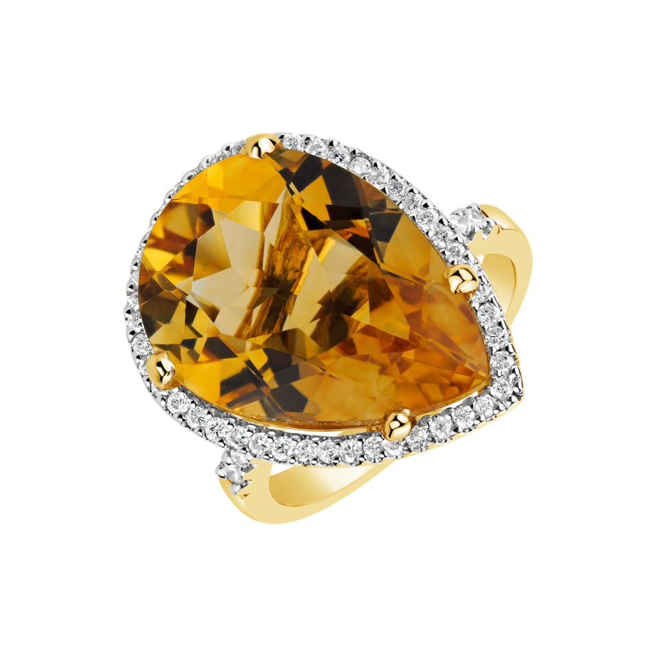 Prsten s citrínem a diamanty Sweet Almond
