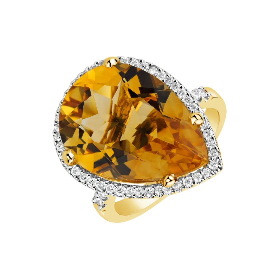 Prsten s citrínem a diamanty Sweet Almond