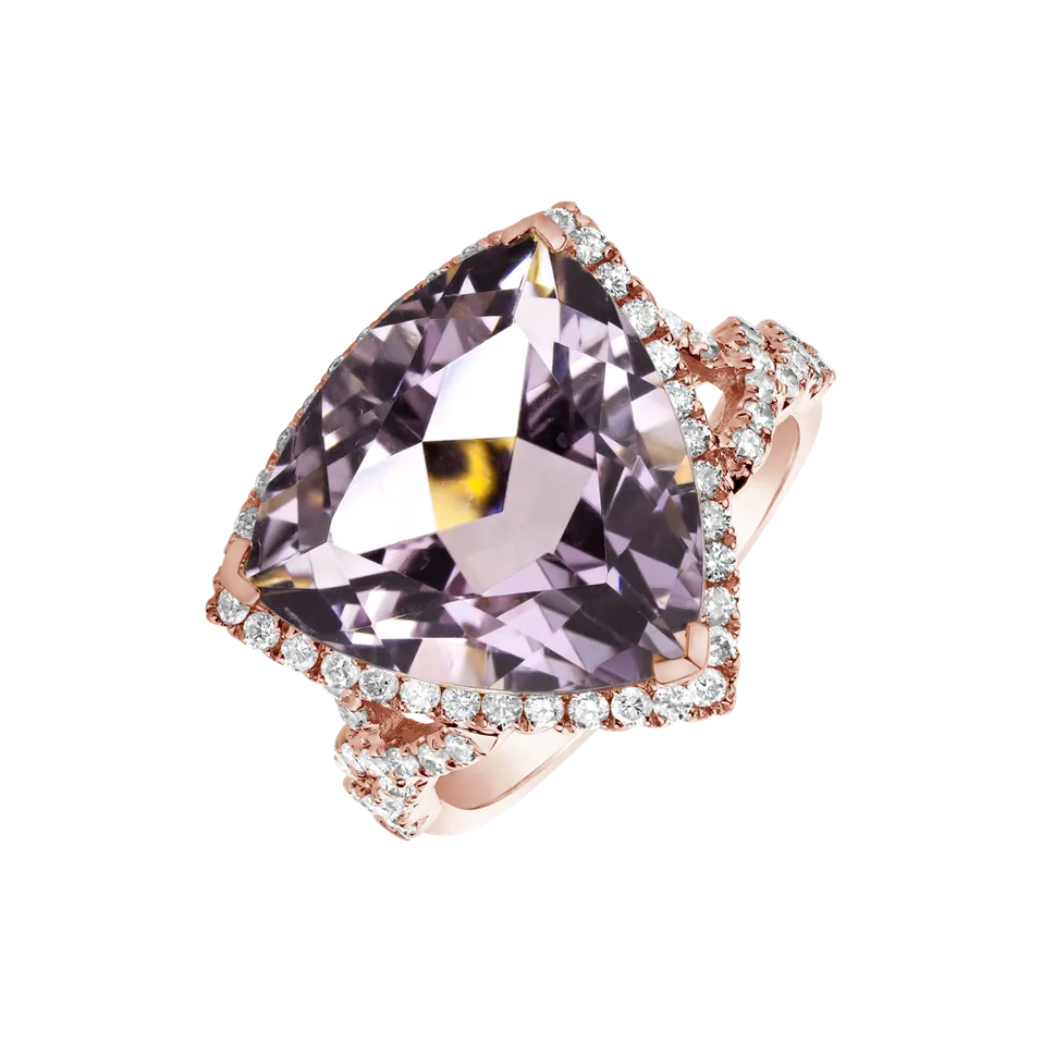 Prsten s ametystem a diamanty Oistin