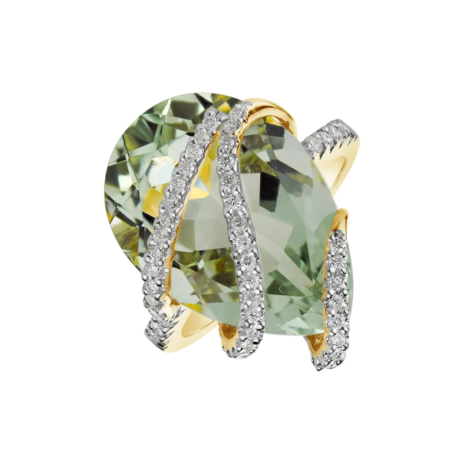 Prsten s ametystem a diamanty Angeletta