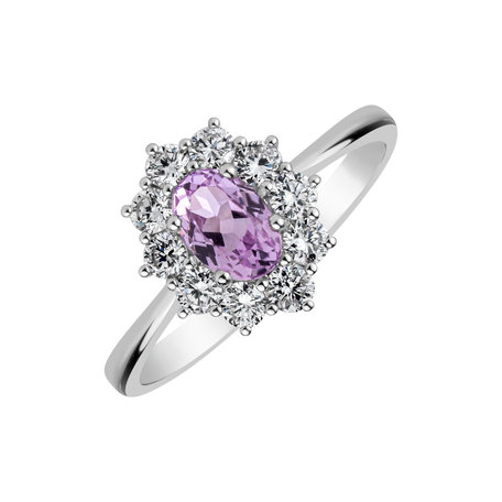 Prsten s kunzitem a diamanty Sky Goddess