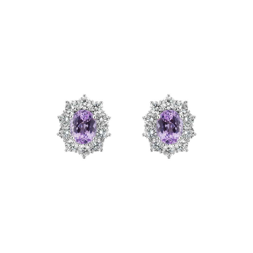 Náušnice s kunzitem a diamanty Moon Witchery