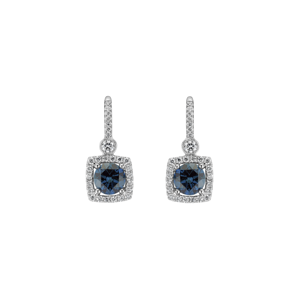 Náušnice s bílými a modrými diamanty Rossiel