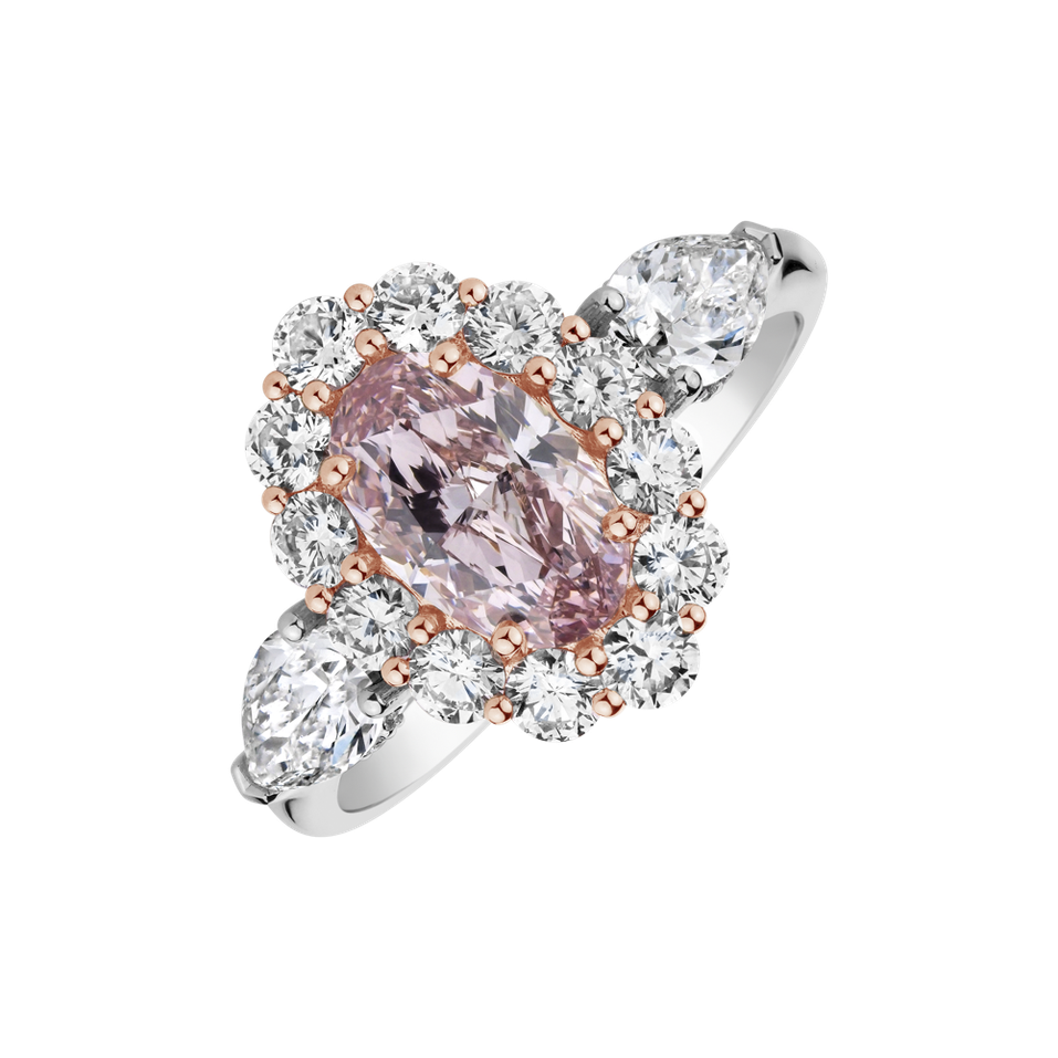 Prsten s růžovým a bílým diamantem Princess Delight