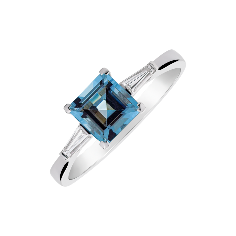 Prsten s akvamarínem a diamanty Classic Aqua