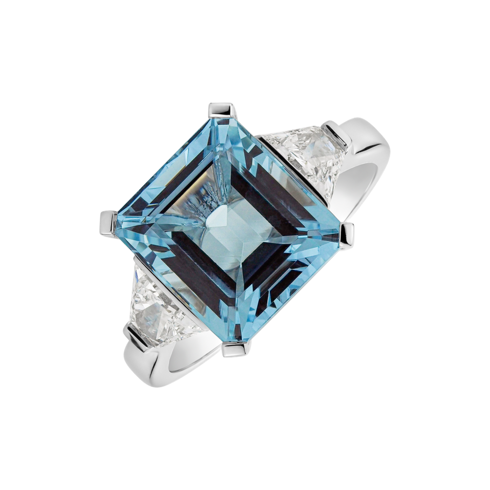 Prsten s akvamarínem a diamanty Aquamarine Tresure