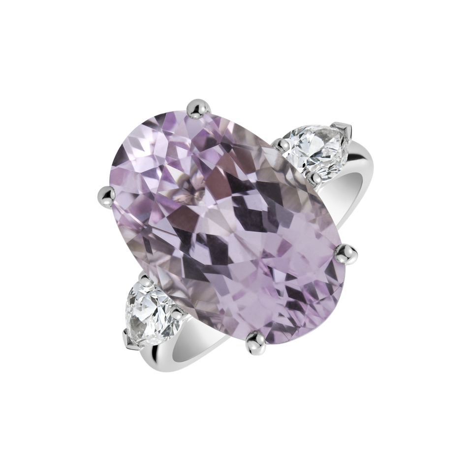 Prsten s kunzitem a diamanty Fiona