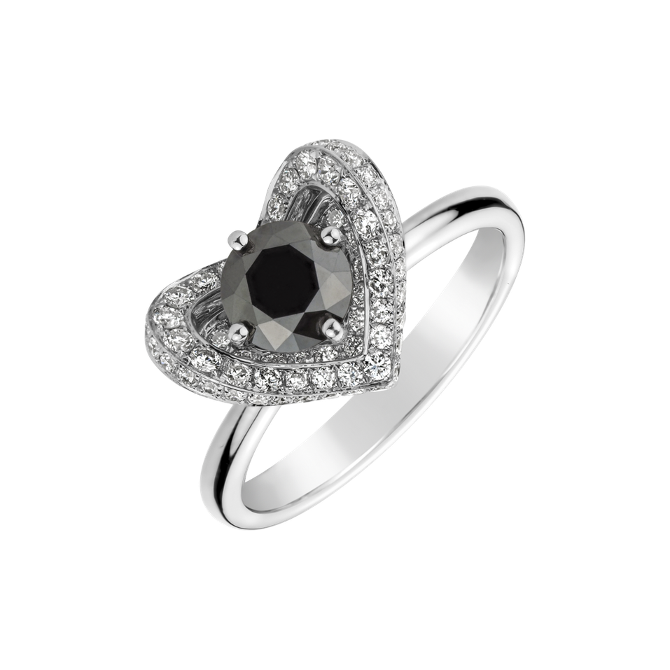Prsten s bílými a černými diamanty Lovie